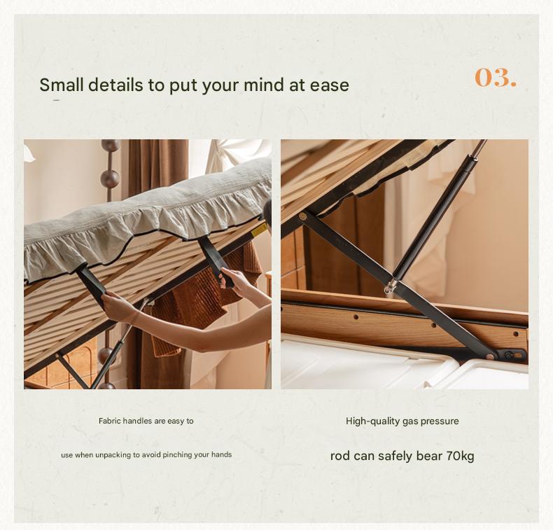 Cherry Solid Wood French Retro Storage Bed