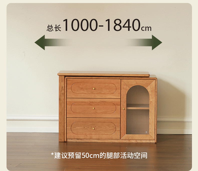 Cherry Solid Wood Retractable French Retro Dressing Table.