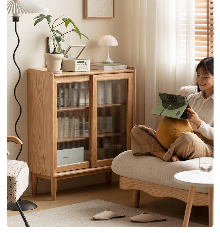 Oak Solid Wood Sideboard Slide Door