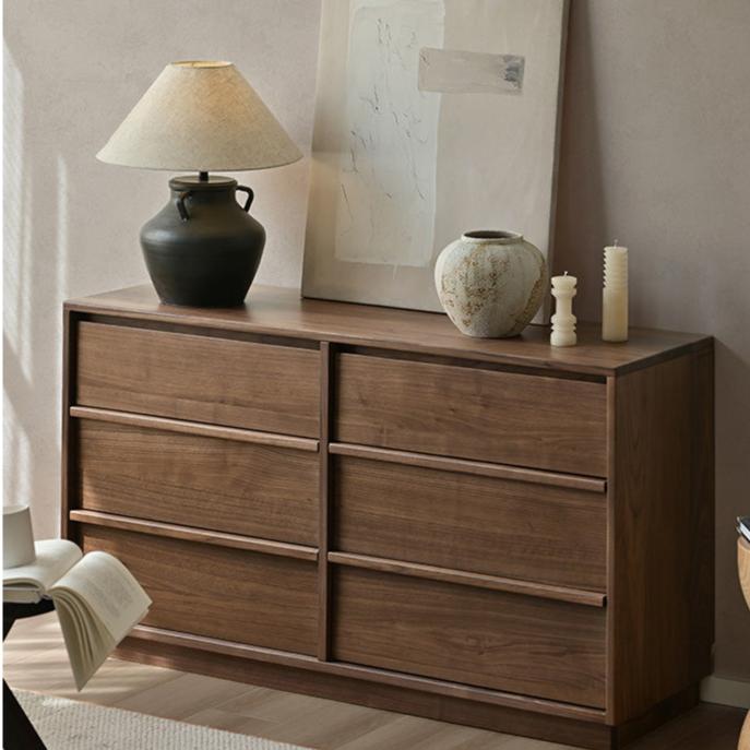 Black Walnut, Poplar Solid Wood Drawer Cabinet