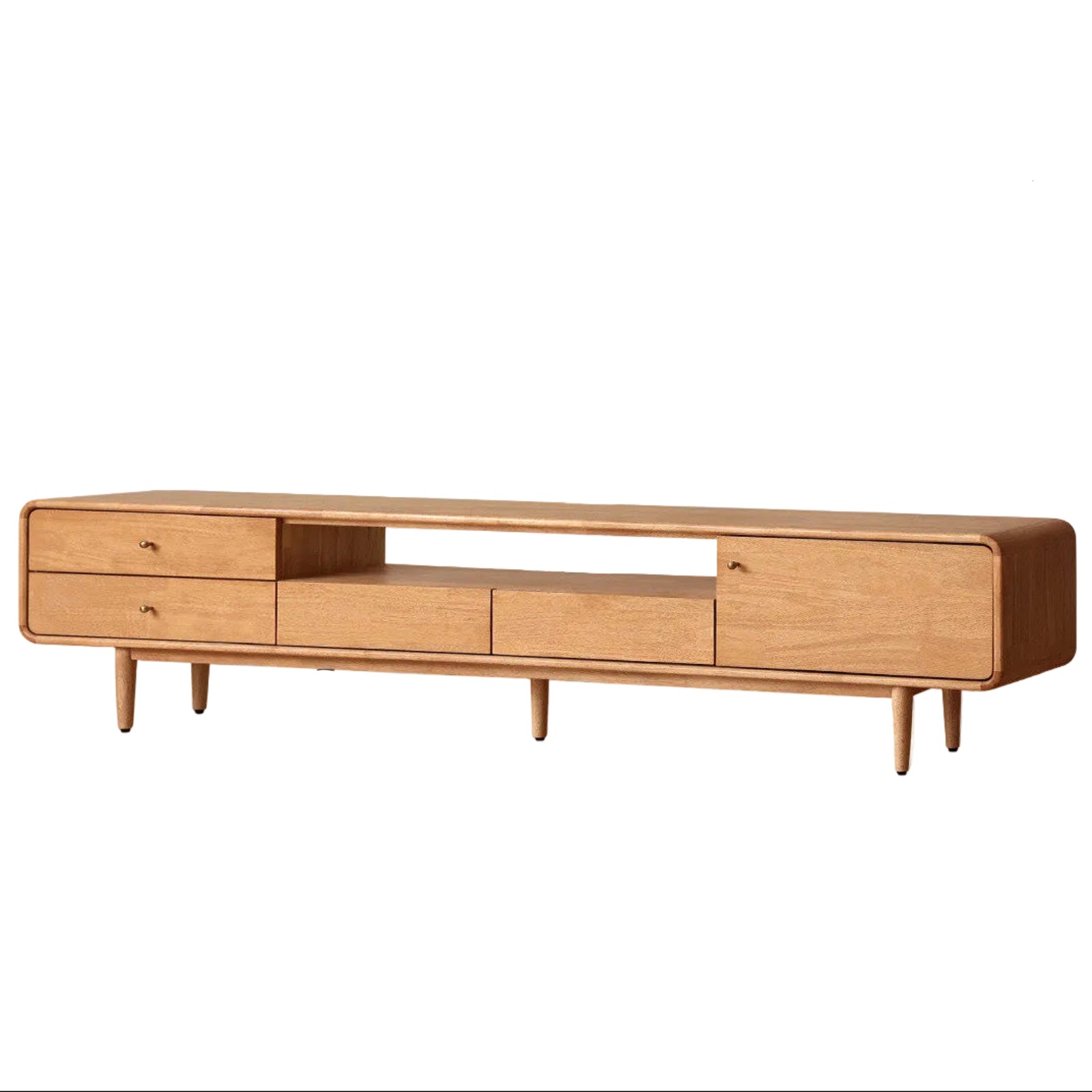 Solid Rubberwood Scandinavian TV Stand