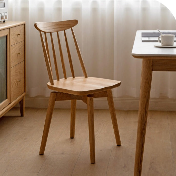 Oak Solid Wood Windsor Chair 360 Degree Rotation 4 Pcs Set