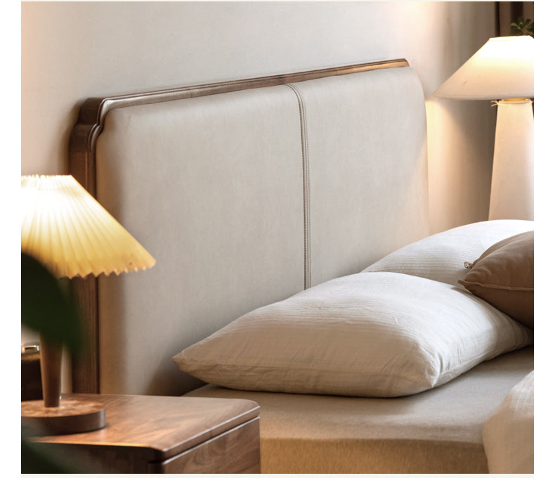 North American Black Walnut, Oak Technical Cloth Organic Leather Soft Suspended Bed