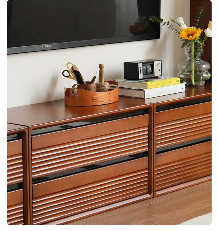 Black Walnut, Cherry, Poplar Solid Wood Medieval Floor TV Cabinet.