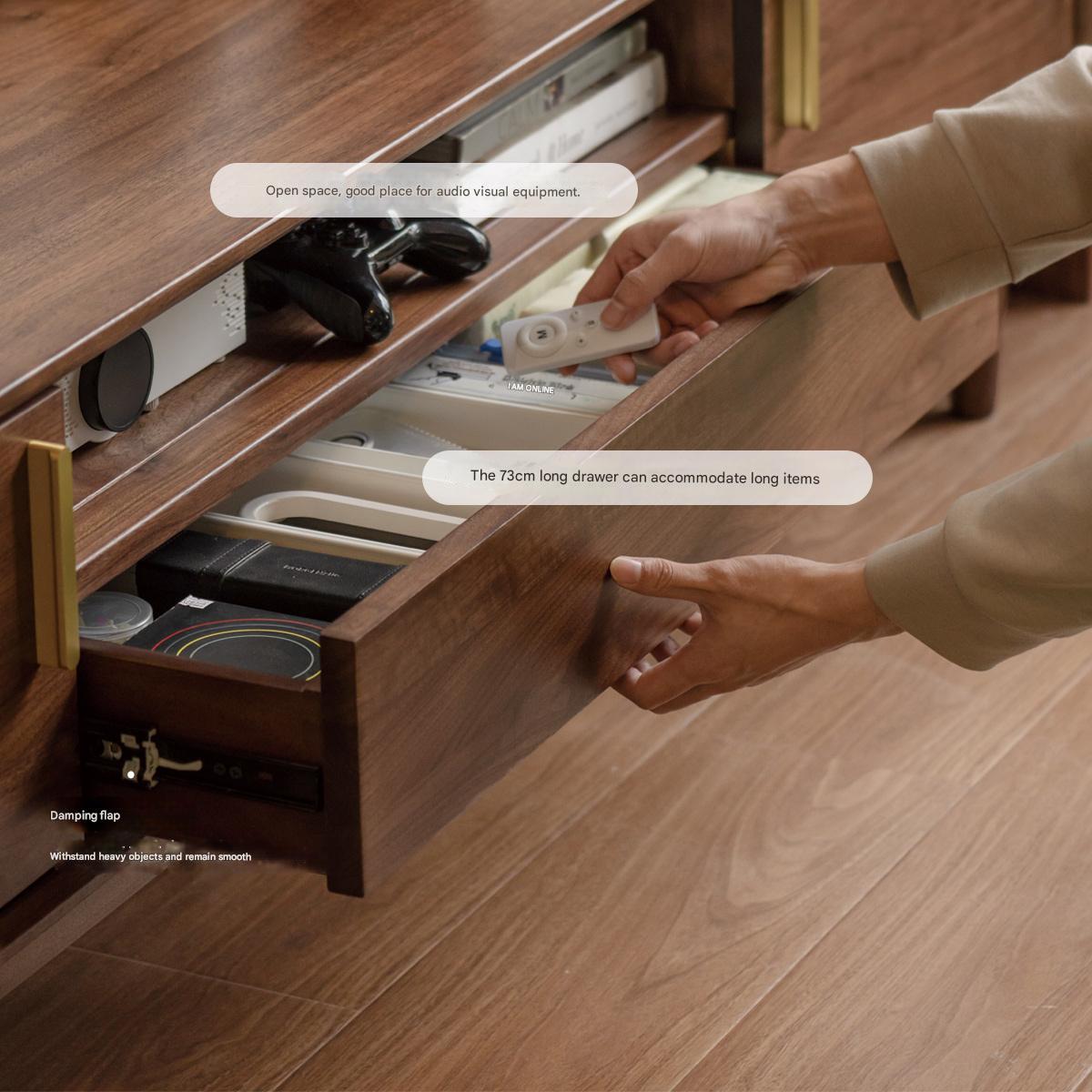 Black Walnut Solid Wood TV Stand Cabinet