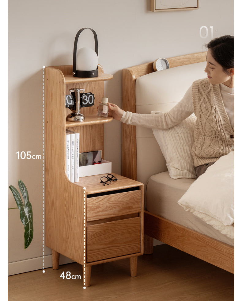 Oak Solid Wood Modern Nightstand.
