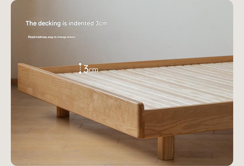 Ash Solid Wood Bed Simple High Headboard.