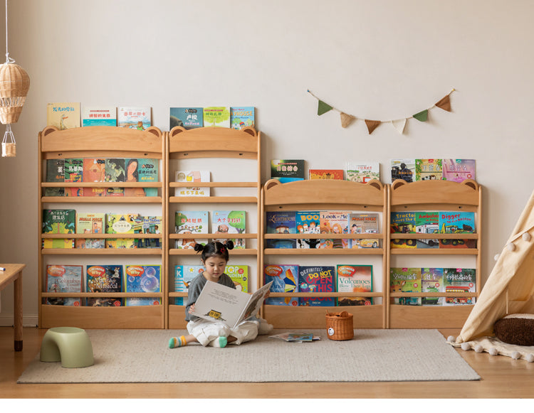 Beech Solid Wood Children's Multi-Layer Narrow Bookshelf.