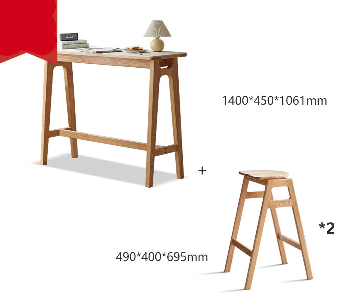 Rock slab bar table oak solid wood"