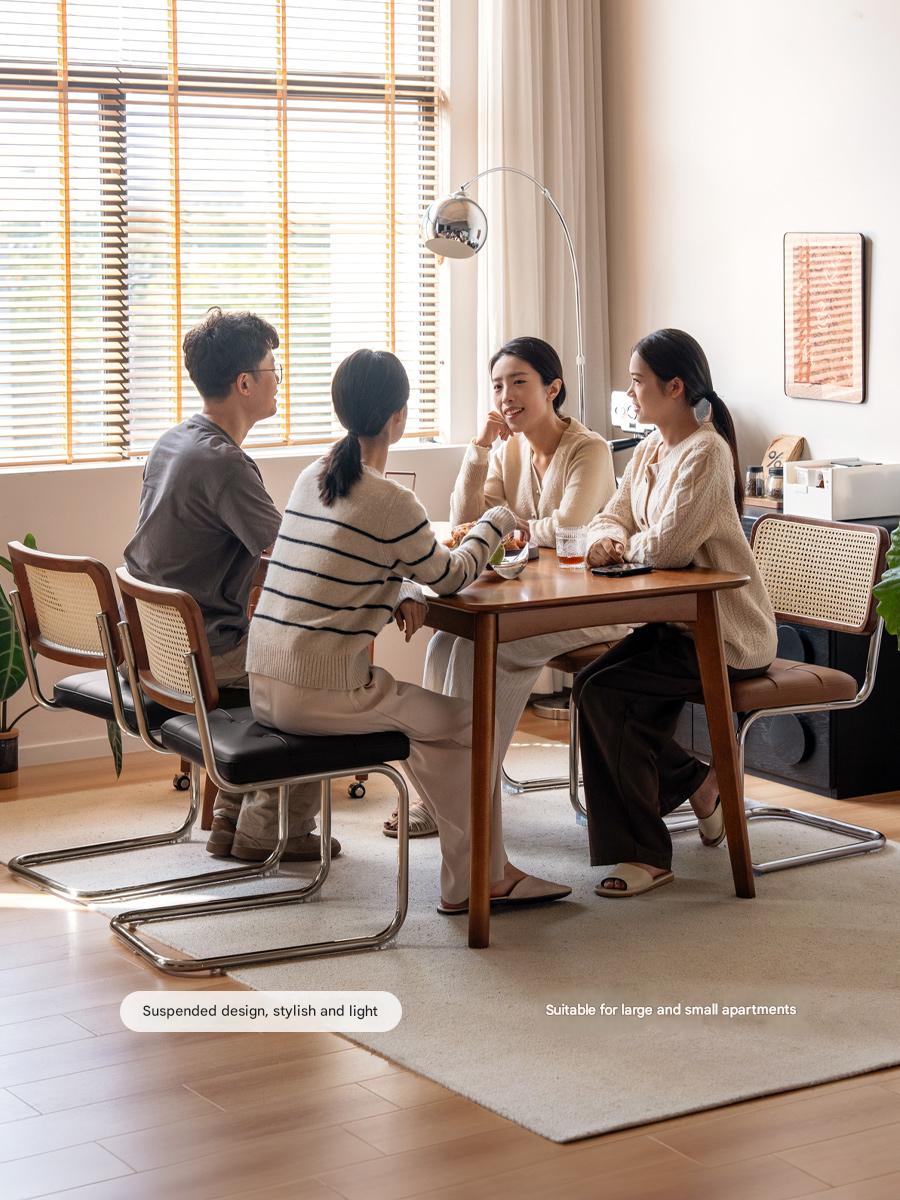 4 pcs Oak Solid Wood leather Soft Suspended Chair