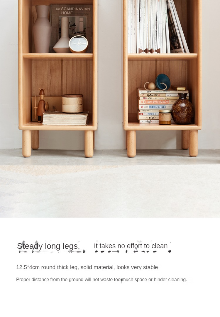 Beech Solid Wood Small Bookshelf Side Cabinet