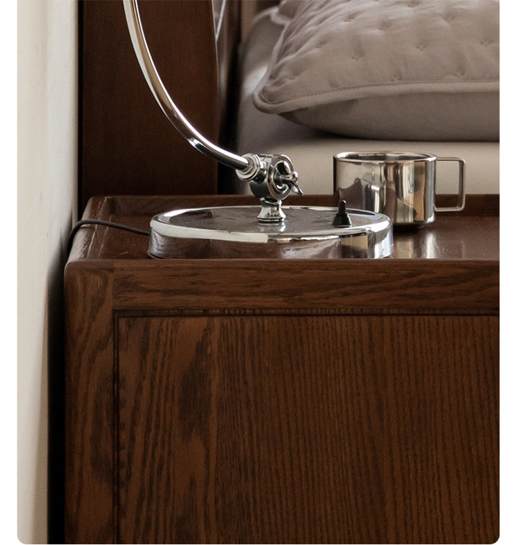 Oak Solid Wood, Solid Rubberwood Nordic Style Nightstand