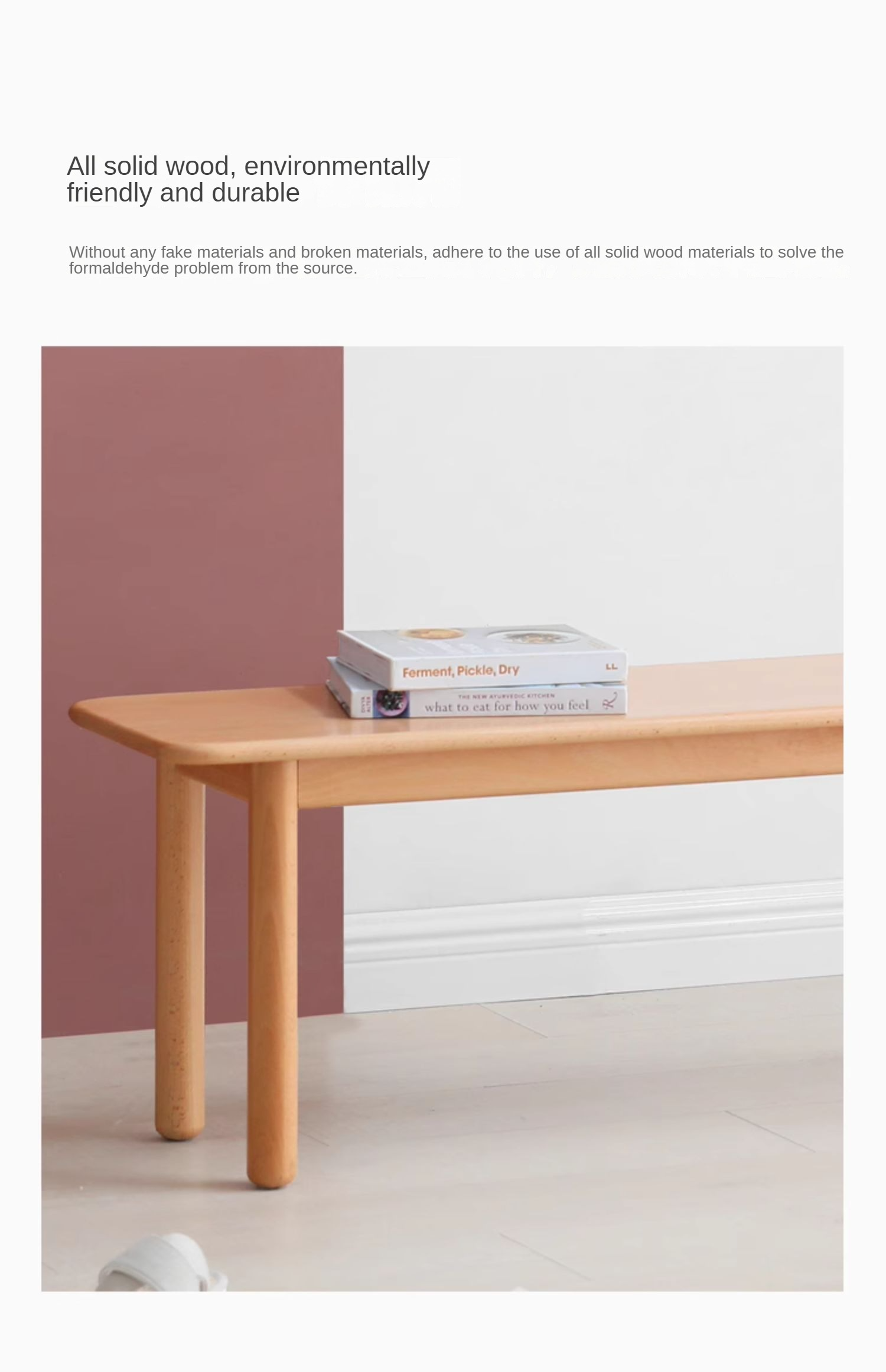 European Beech Wood Modern Long Bench