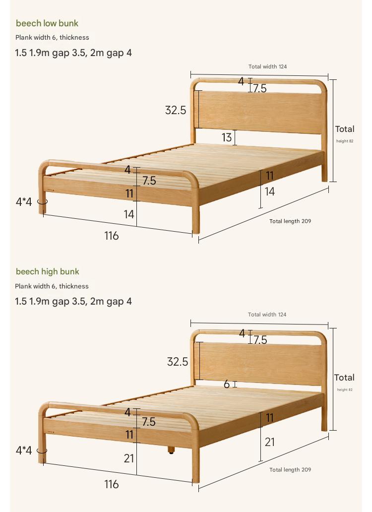 Beech solid wood kids bed