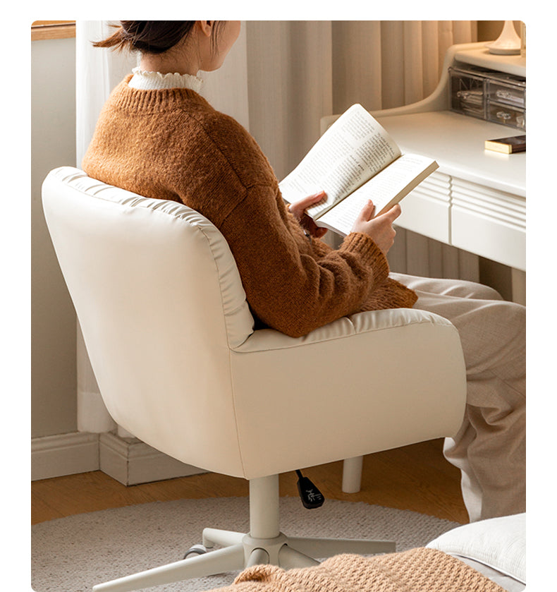 Organic Leather Cream Movable Makeup Chair