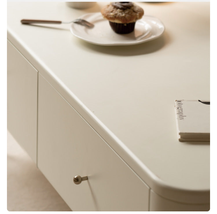 Poplar Solid Wood Modern White Storage Coffee Table