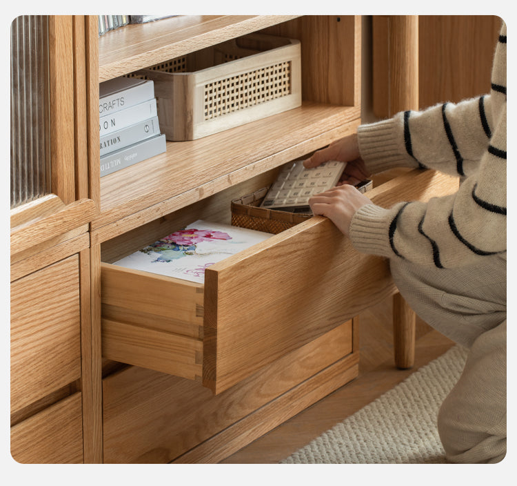 Oak, Ash Solid Wood TV Cabinet Modern Free Combination Storage Bookcases