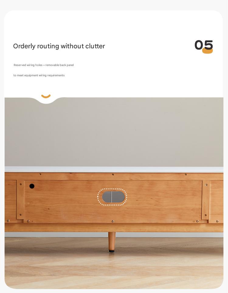 Pine Solid Wood Modern Rock Floor TV Cabinet.