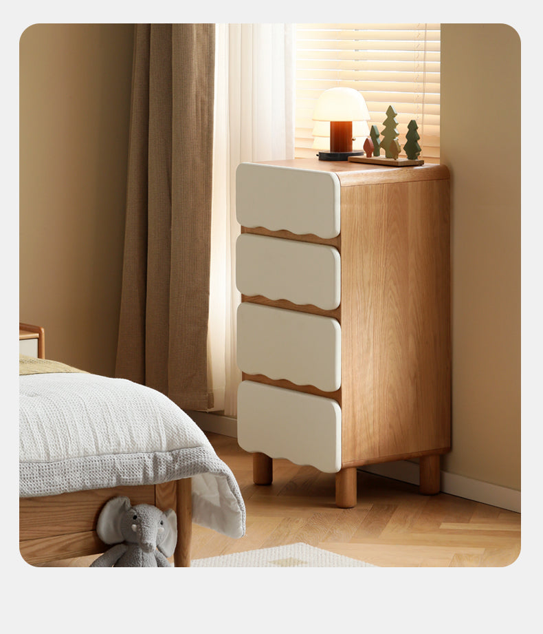 Oak Solid Wood Children's Narrow Cabinet High Drawer Storage