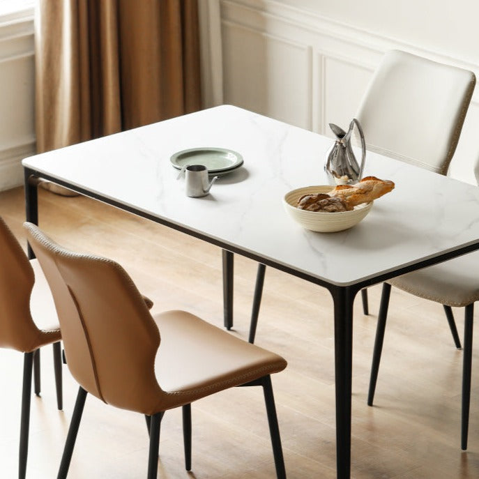 Metal rock plate slate dining table Italian light luxury"