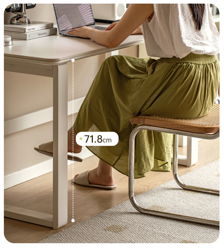 Birch solid wood slate desk white cream style "