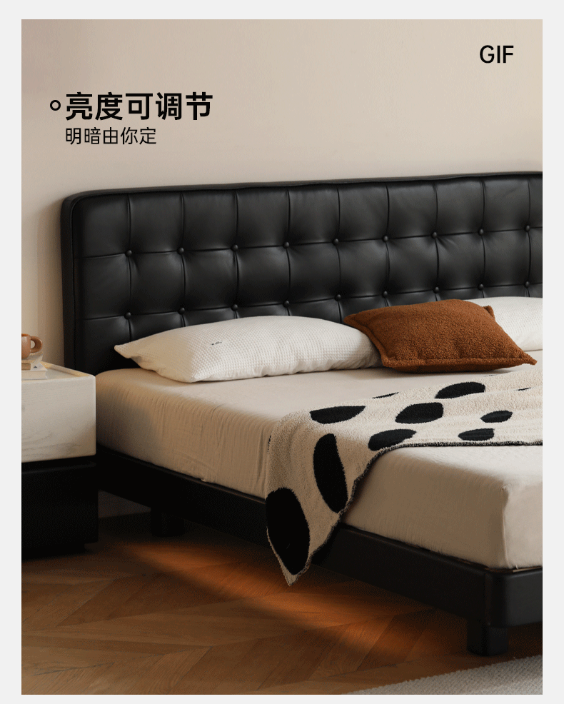 Black High-end Leather Suspension Bed