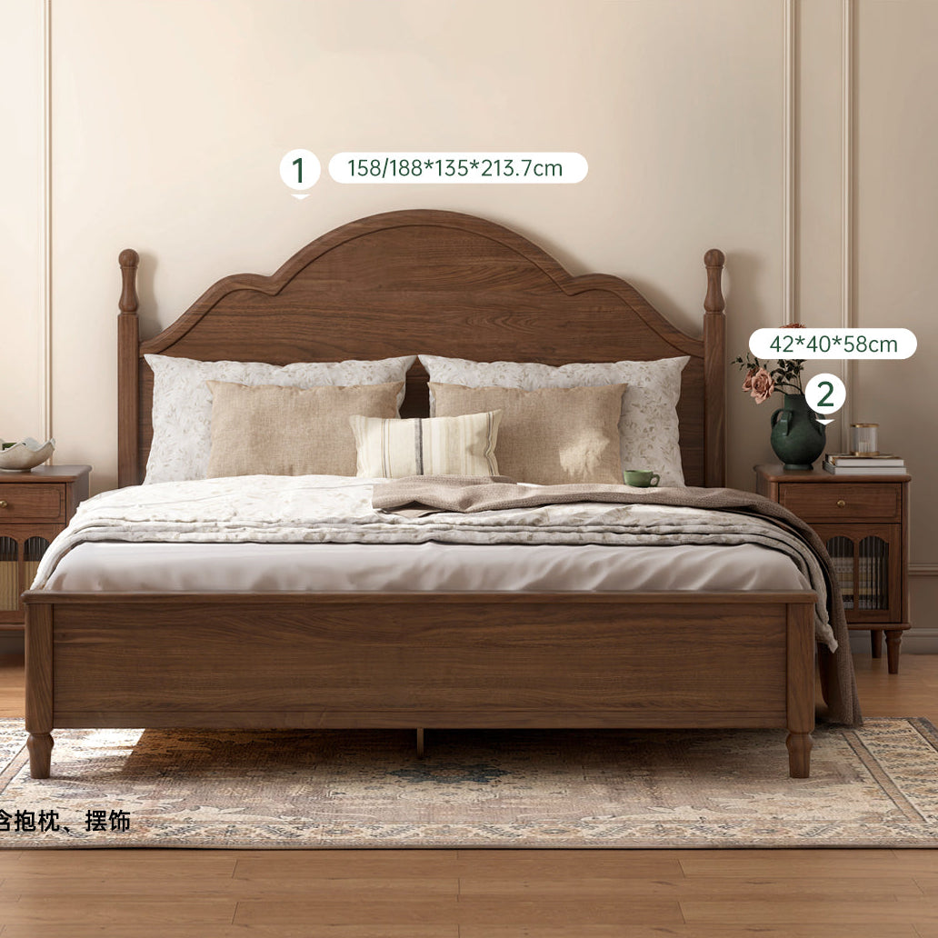 Black Walnut Solid Wood American Large Board Vintage Double Bed