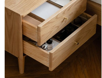 Ash Solid Wood Modern Nightstand.
