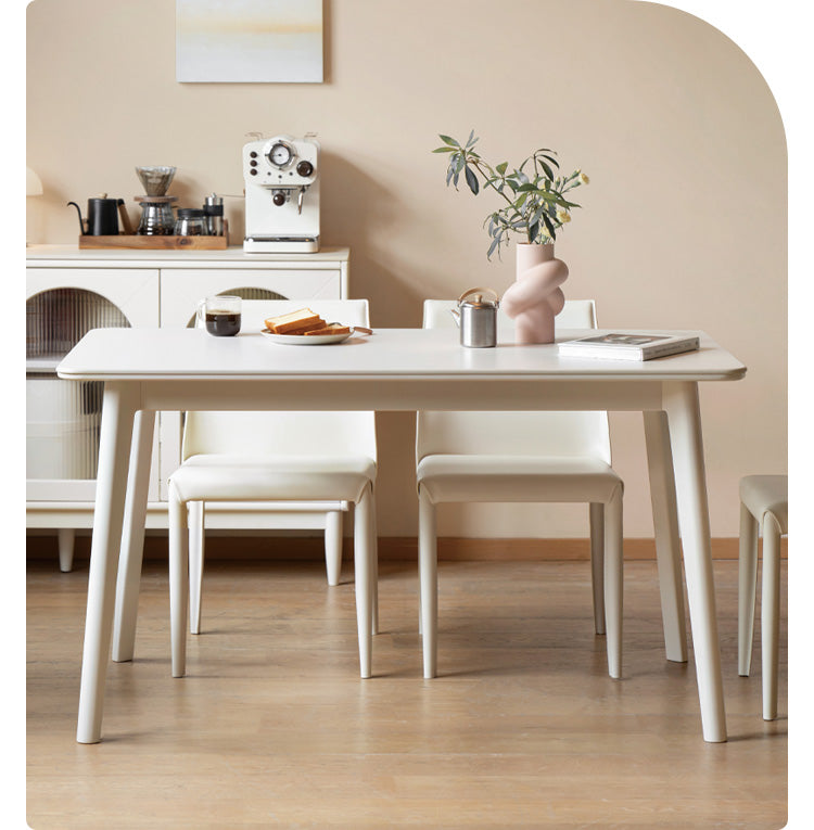 Solid Rubberwood Ectangular Rock Plate Dining Table