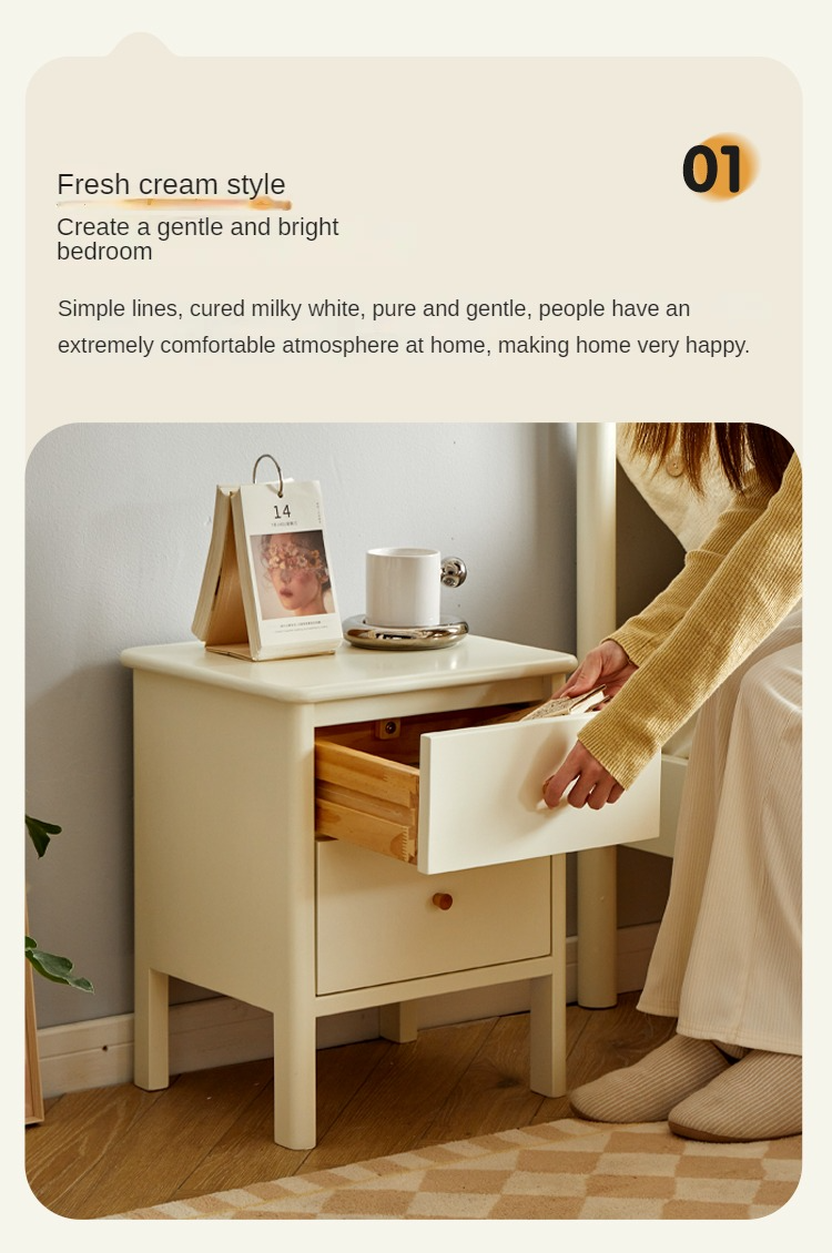 Beech Solid Wood White Luxury Night Stand