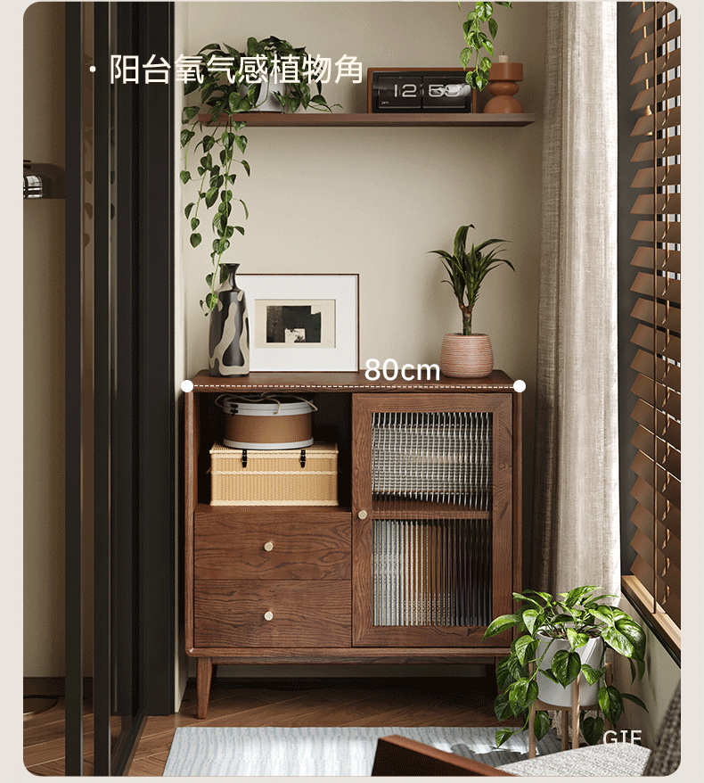 Oak Solid Wood, Solid Rubberwood Side Cabinet.