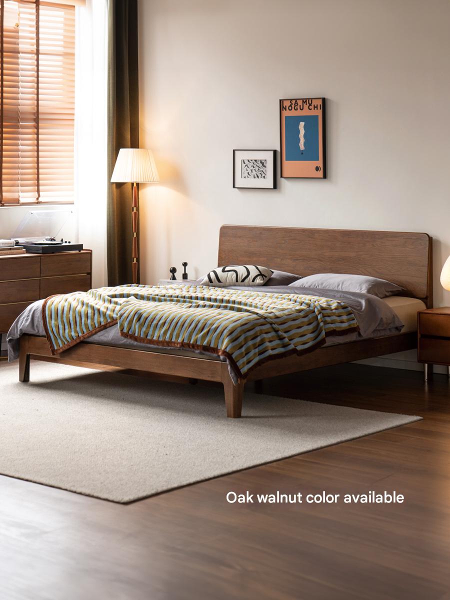 Oak, Ash Solid Wood High Head Board Bed