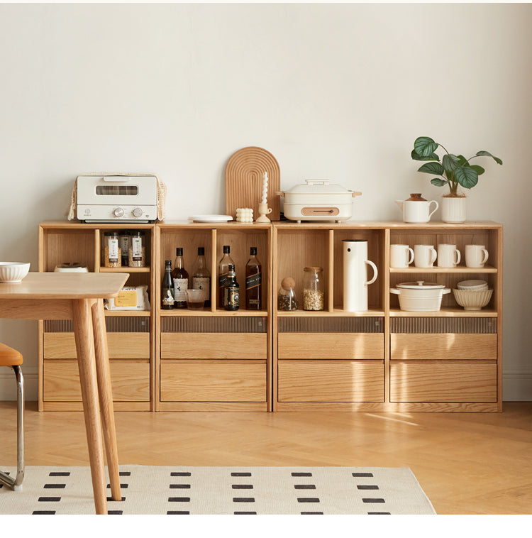 Oak Solid Wood Modern Bookcase.