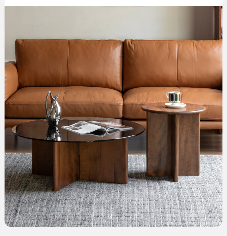 Black Walnut Combination Round Coffee Table