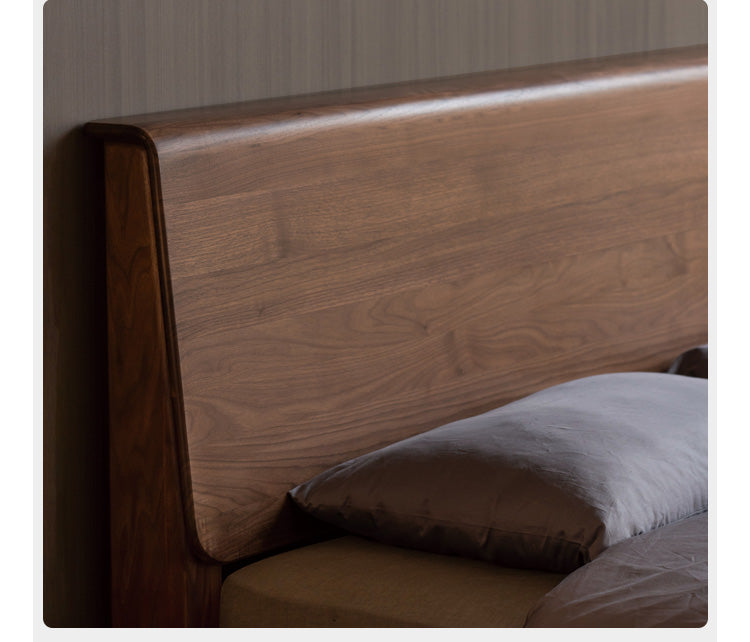 Black Walnut, Sandalwood ,Ash Solid Wood Bed Nordic Modern