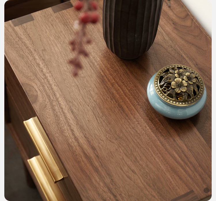 Black Walnut Solid Wood Nightstand.