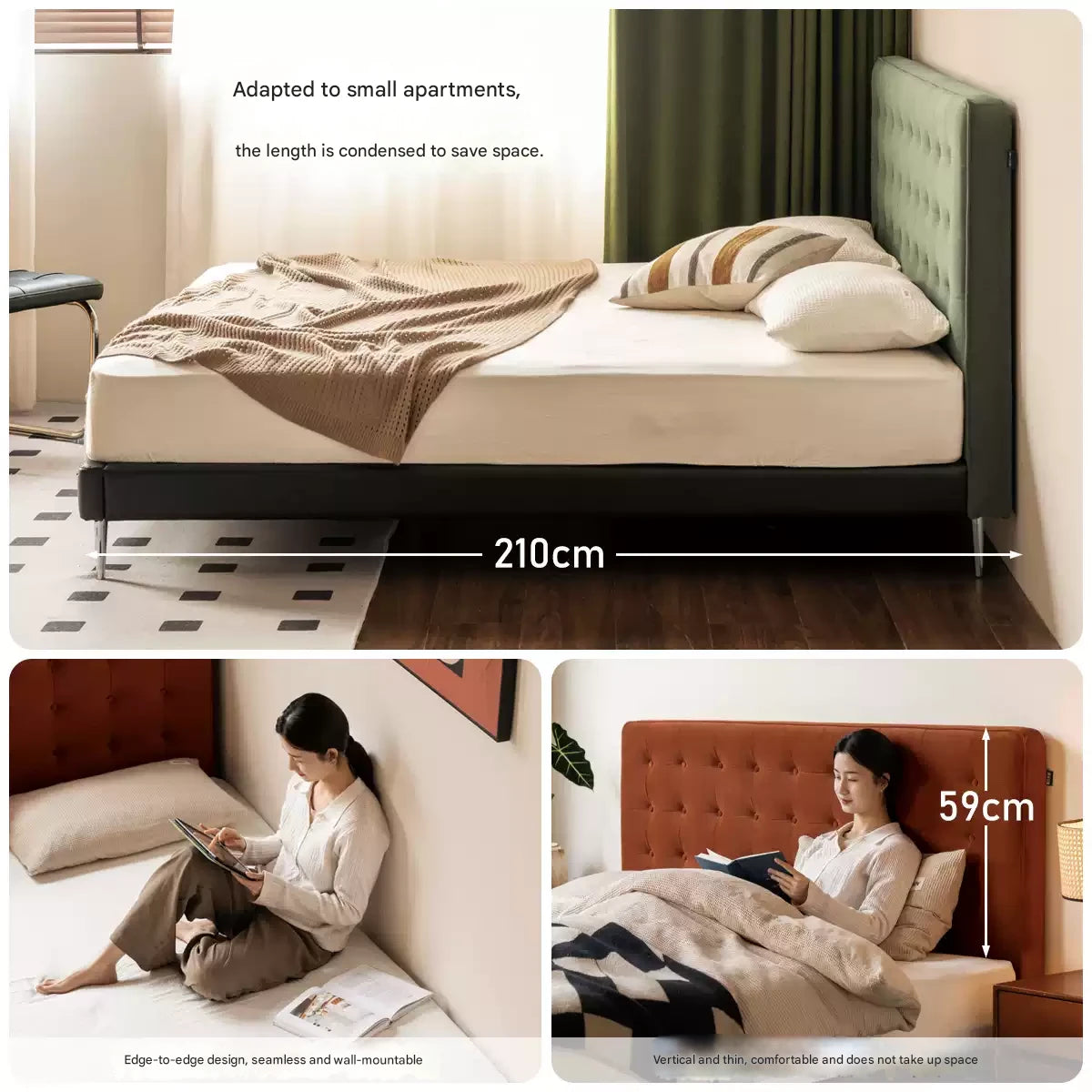 Fabric Flannel Soft Bed Bauhaus Style