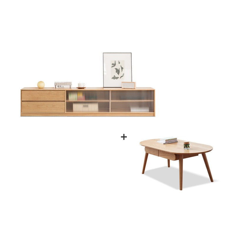 Solid RubberWood, Oak Solid Wood TV Cabinet Floor Combination,