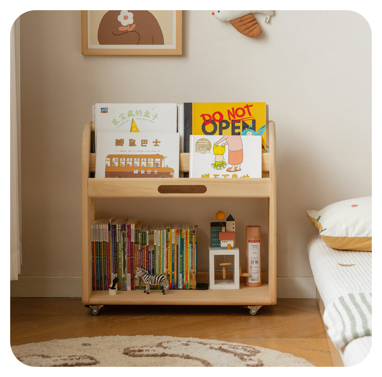 Poplar Solid Wood Movable Kids Storage Rack