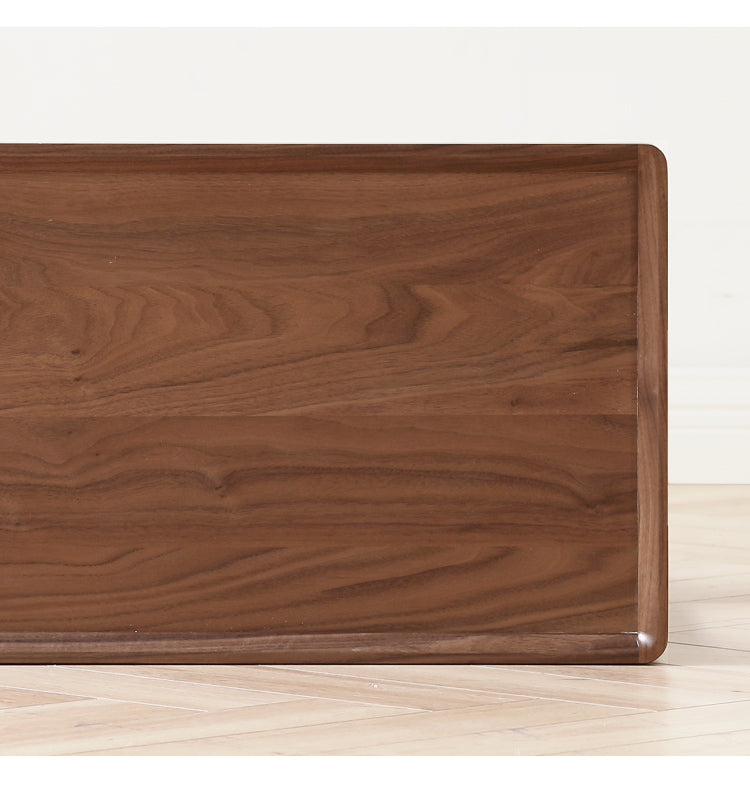 Black Walnut Solid Wood Side Table, Double Layer Storage Shelf