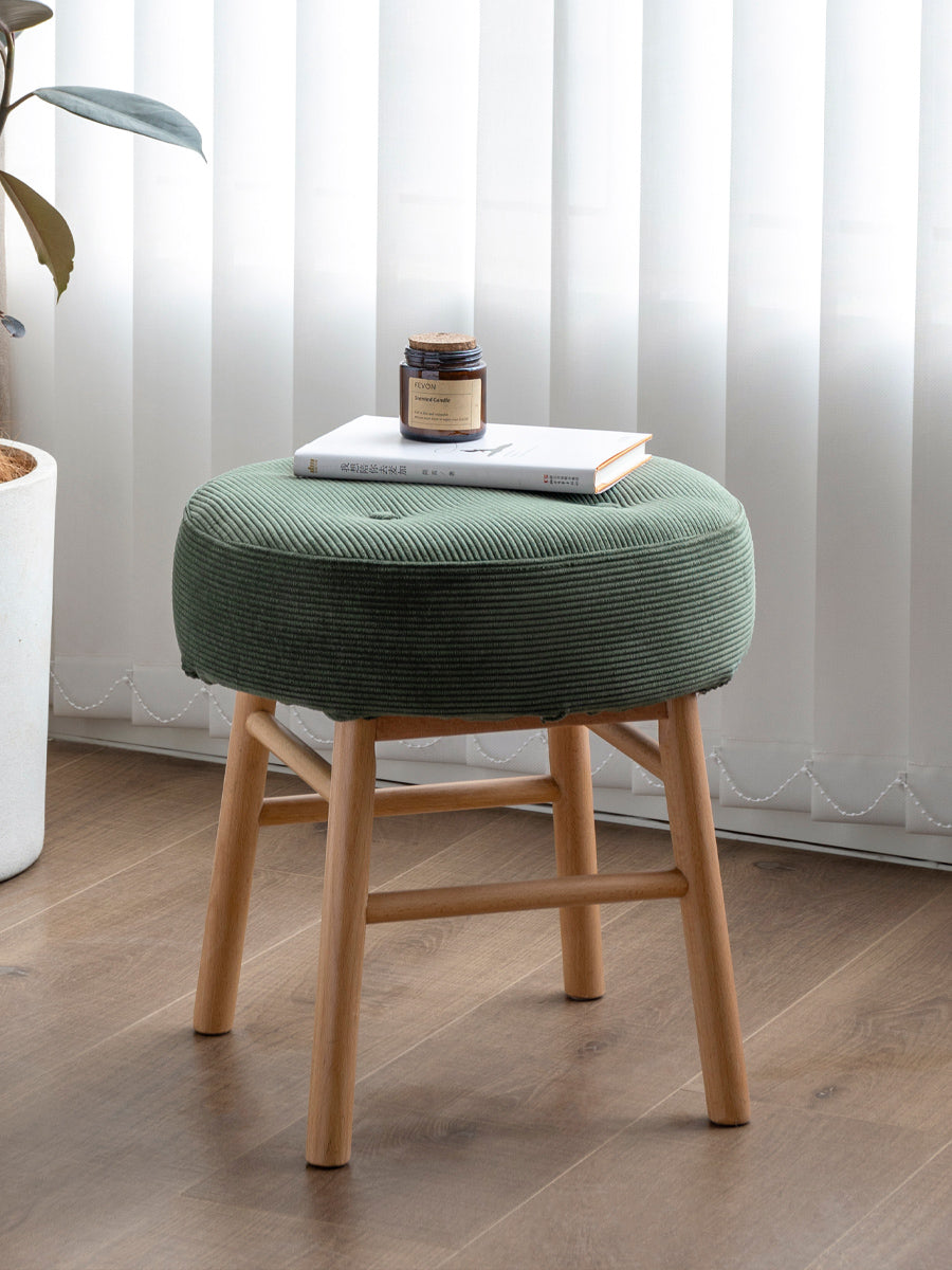Oak Solid Wood Makeup Stool Imitation Sherpa