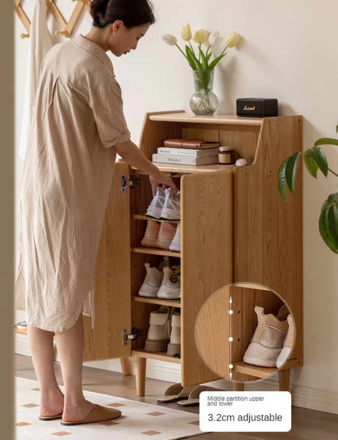 Oak Solid Wood Shoe Cabinet