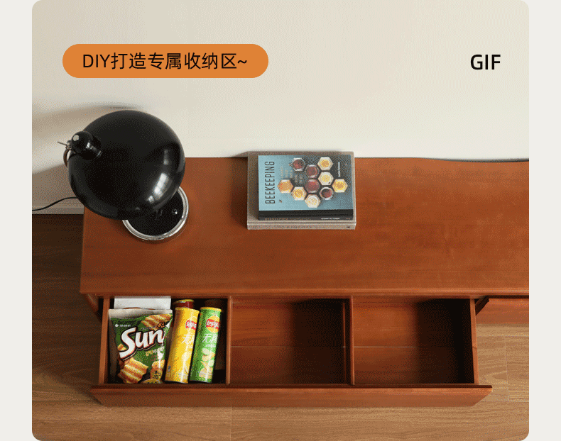 Poplar Solid Wood Retro Floor-Standing Medieval Style TV Cabinet.