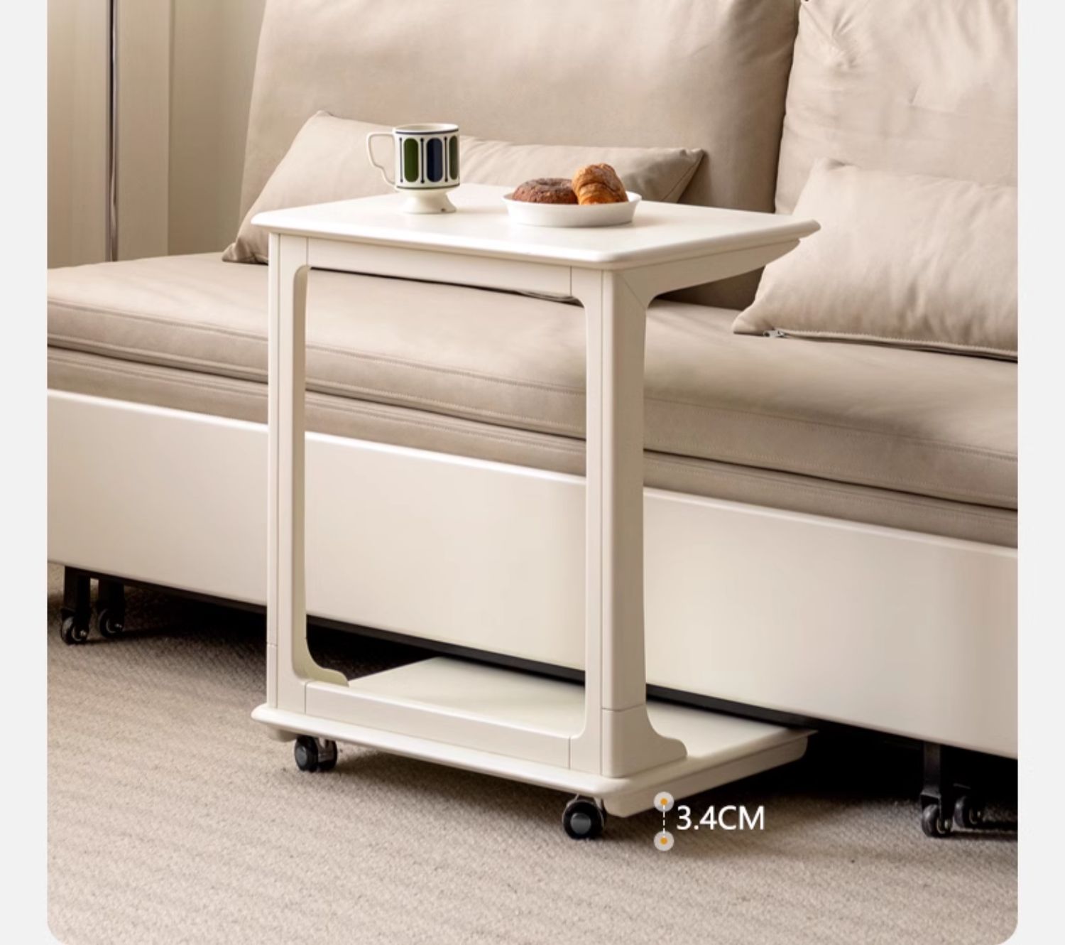 Birch Solid Wood Mobile Side Table