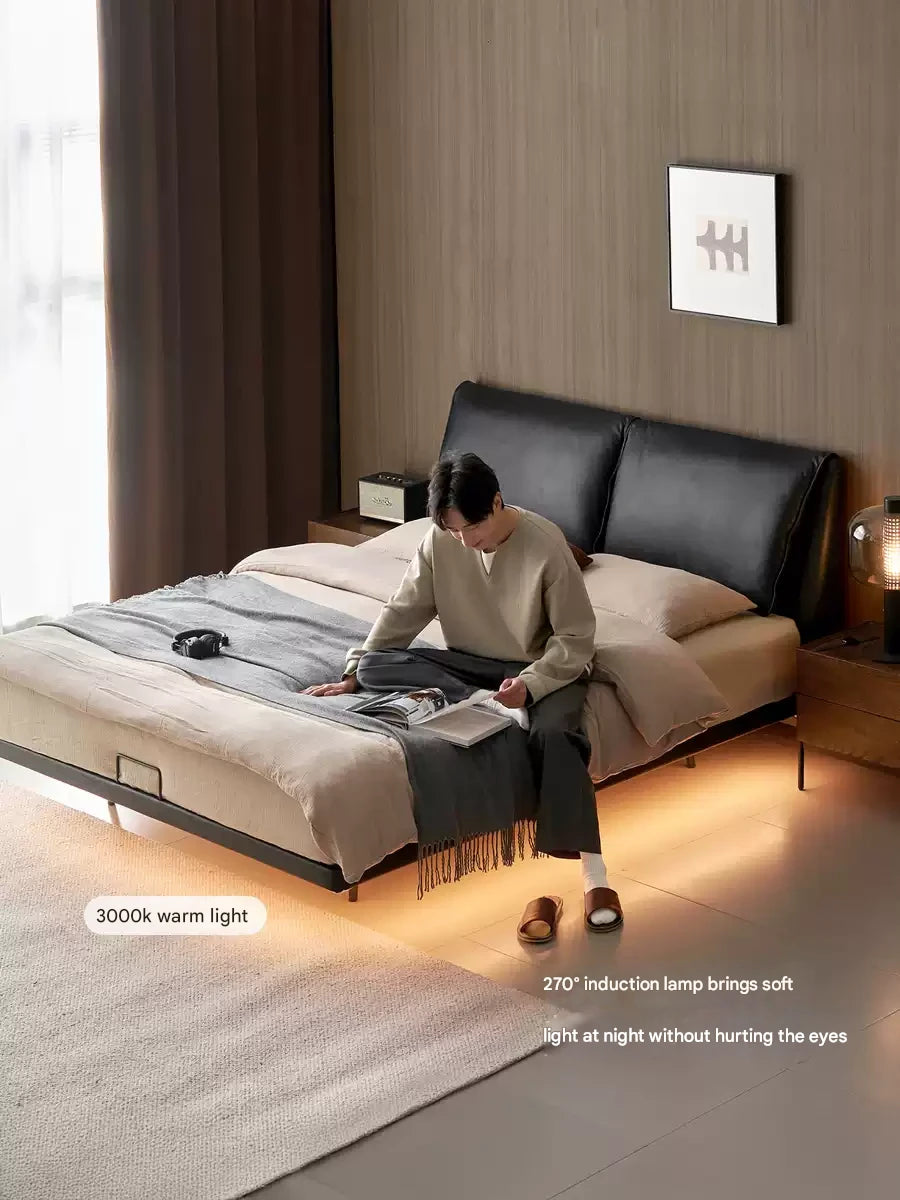 Suspension Technology Fabric Bed,Leather Bed with Light