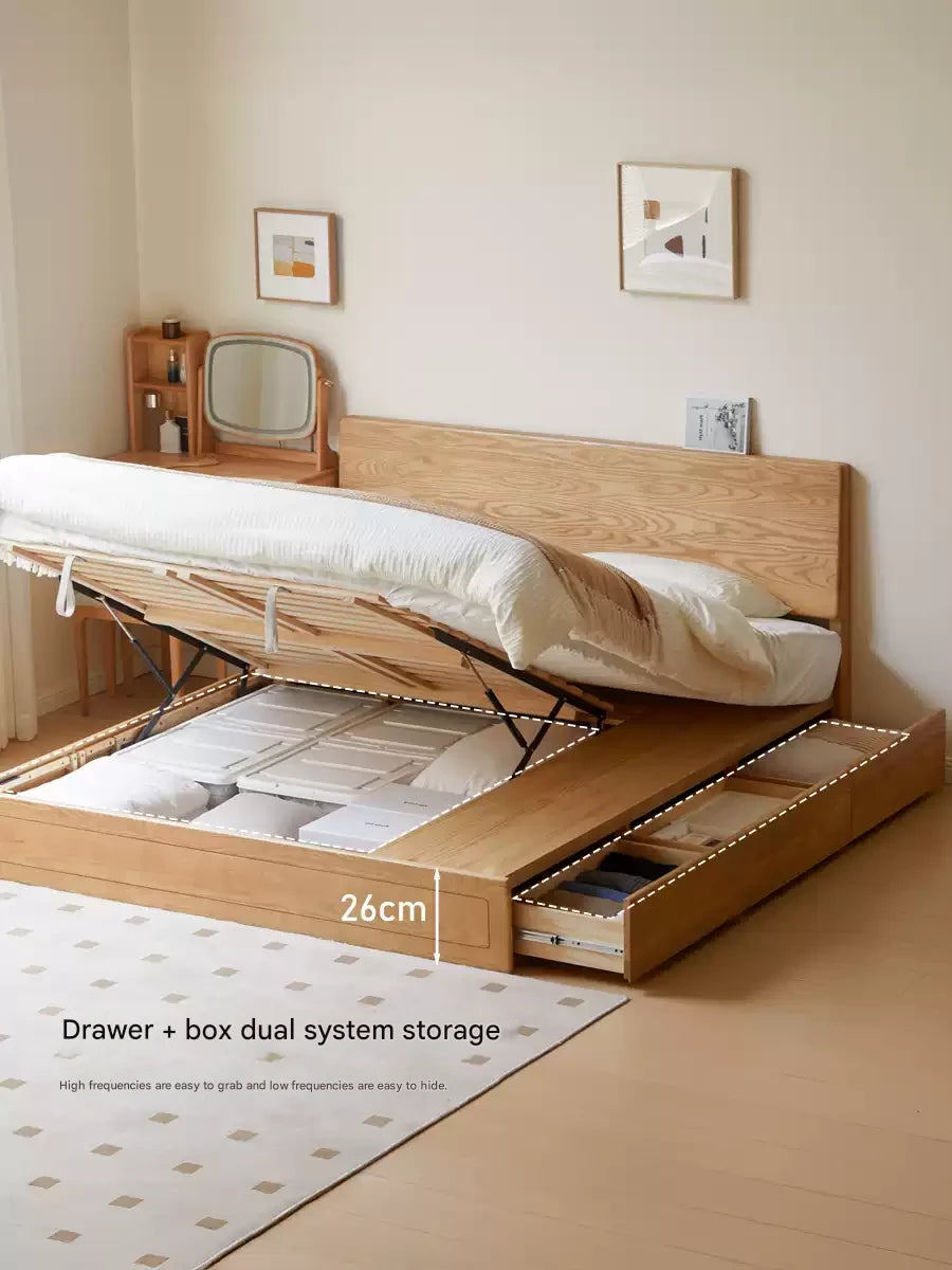 Ash, Oak, Black Walnut Solid Wood Box Bed Modern