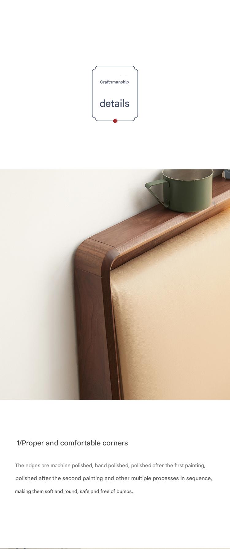 Ash solid wood leather soft bed simple modern