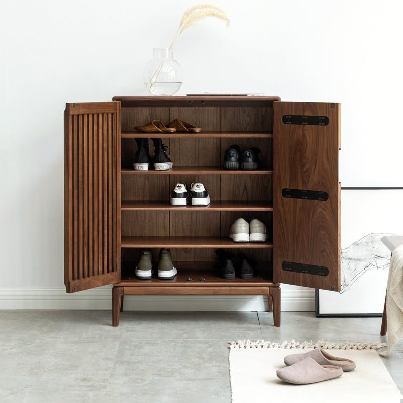 Black Walnut, Ash Two-Door Shoe Cabinet Entrance