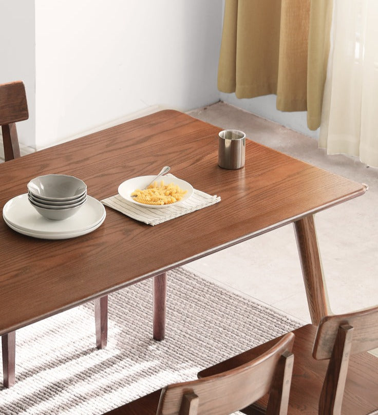 Oak solid wood Walnut color dining table"