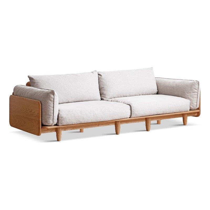 Cherry Wood Sofa Genuine Leather, Fabric-